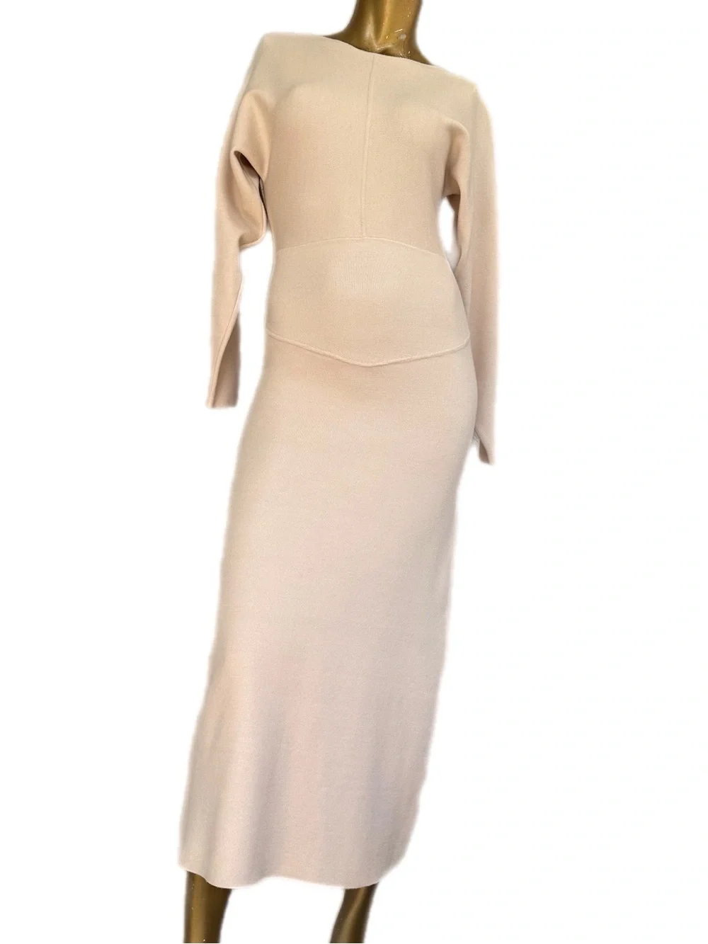 Line & Dot Ginne rayon blend long sleeve bodycon knit Dress in Bone size XS - Picture 2 of 9